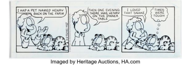 Jim Davis Garfield Daily Comic Strip Original Art dated 5-4-96 (PAWS/Universal Press Syndicate, 1996). | Heritage