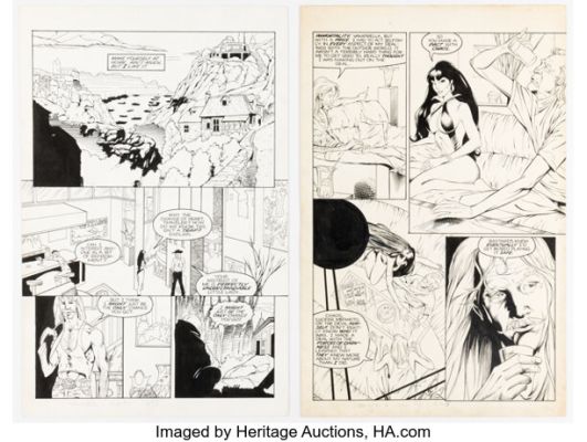 Louis Small Jr. and Matt Banning Vampirella #4 Story Pages 3 and 5 Story Page Original Art (Harris, 1993). (Total: 2 Original Art)
