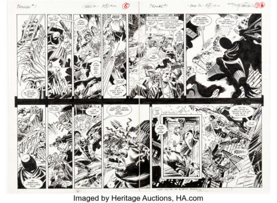 Bill Reinhold The Prowler #1 Double Page Spread 5-6 Original Art (Marvel, 1994). (Total: 2 Original Art)