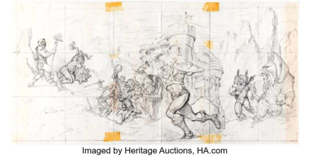 Earl Norem He-Man and the Masters of the Universe Magazine Fall 1988 Poster Painting Preliminary Original Art (Telepictures, 1988).
