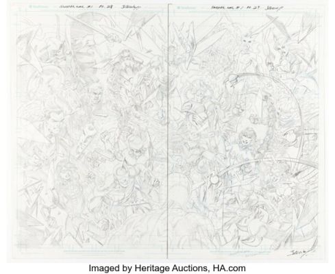Mark Bagley Sinister War #1 Double Splash Pages 28-29 Pencils Original Art (Marvel, 2021). | Heritage