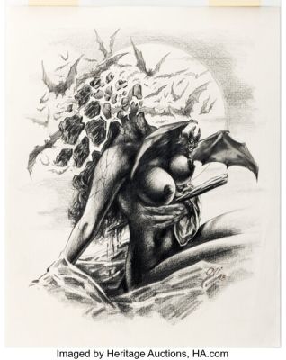 Ovi Hondru - Staked Vampiress Pin-Up Illustration Original Art (1998). | Heritage