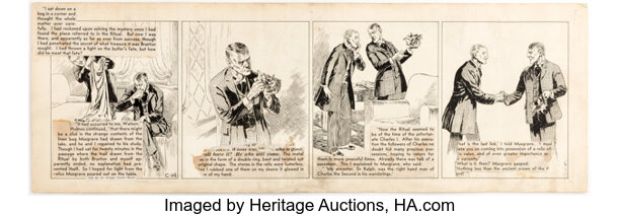 Leo O’Mealia Sherlock Holmes #C-14 "An Astonishing Discovery" Daily Comic Strip Original Art dated 10-2-30 (Bell Syndicate, 1930). | Heritage