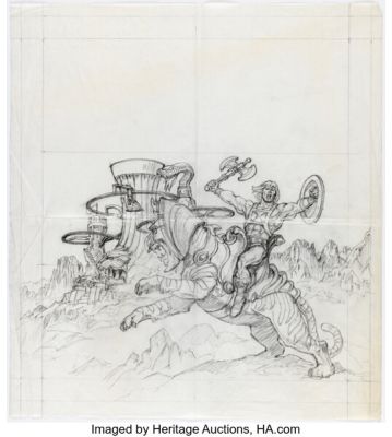 Earl Norem He-Man and the Masters of the Universe Magazine #9 Winter 1987 "Greetings from Eternia" Painting Preliminary Original Art (Telepictures, 1987). | Heritage