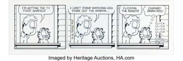 Jim Davis Garfield Daily Comic Strip Original Art dated 9-13-97 (PAWS/Universal Press Syndicate, 1997). | Heritage