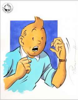 Somon | Tintin illustration originale couleurs Somon | JeanMichel.net