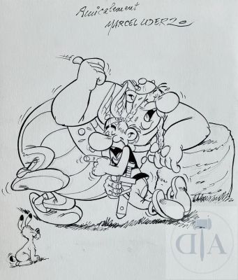 Uderzo | Lot 232 : Uderzo / Astérix. Dessin original illustrant le trio Gaulois,… | Dagoty