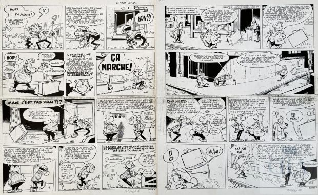 Greg | Lot 367 : Greg / Achille Talon. Double planche originale pour le gag n°229… | Dagoty