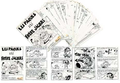 Franquin - Noël Bissot - Le Baron et Gaston Lagaffe, ensemble des 32 planch…