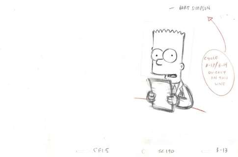Bart Simpson - The Simpsons - Matt Groening - FOX Production Drawing - Dessiné Ã  la main - (1998) | Catawiki