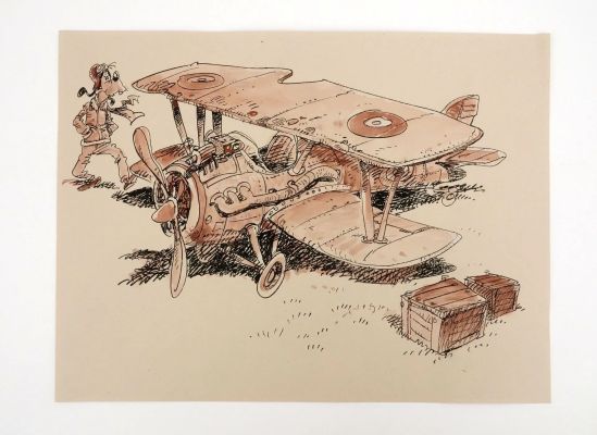 Bercovici Phillipe Dingo... | Lot 69 - BERCOVICI Phillipe Dingo en avion Mise en couleur à... | Vermot et Associés