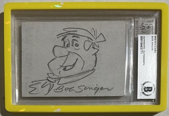BOB SINGER Signed AUTO Slab & Sketch of Fred Flintstone BAS Certified Autograph | eBay US (Buy It Now)