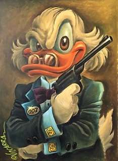 $crooge McDuck - James Bond - Large Painting - 116x81x2cm - Joan Vizcarra - Acrylic Art