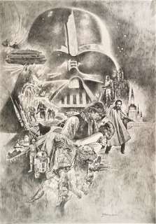 Original Star Wars Poster By Sanjulian - The Empire Strikes Back - Original Pencil Art | Catawiki