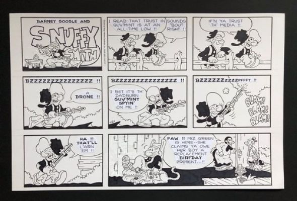 Snuffy Smith Original Sunday Comic Strip Art - Snuffy Shoots Down A Drone | eBay US (Buy It Now)