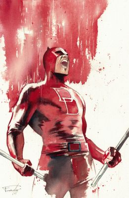 Denny Fernandez | Daredevil Watercolor Illustration | Raremarq (Buy It Now)