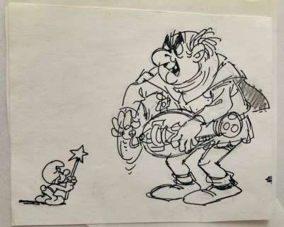 Studio Peyo - 2x Crayonné original - Les Schtroumpfs | Catawiki