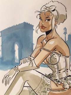 Meynet, Félix - Dessin original en couleur - Mirabelle Coquine devant l’Arc de Triomphe | Catawiki