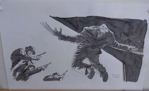 Richard Isanove - SAVAGE WOLVERINE #14, Signed, 11x17, Getting Shot