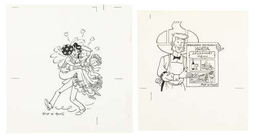 Bob de Moor | Ensemble de 10 dessins, sérigraphies et albums dédicacés à Guy Dessicy. | Sotheby’s