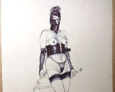 Riccardo Mannelli - Pin-Up - Original Illustration - Size: 35 x 50 cm. - Loose page | Catawiki