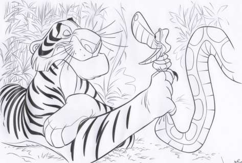 The Lion King - Shere Khan And Kaa - Original Drawing - Jaume Esteve Signed - Pencil Art | Catawiki