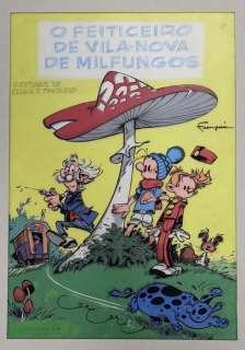 Franquin, André - Couverture originale - Spirou et Fantasio - "O feiticeiro de Vila Nova de Milfungos" (Il y a un sorcier Ã  Champignac) - Encre de chine sur Vangophan (1967) | Catawiki