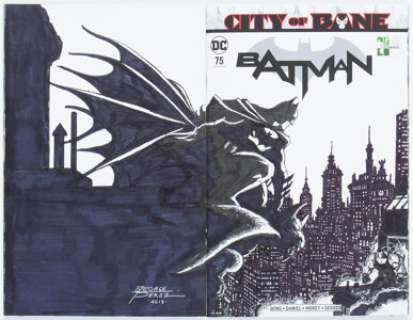 George Perez Batman #75 Wraparound Sketch Cover Variant Original Art (DC, 2019) CGC Signature Series NM+ 9.6 White - | Heritage