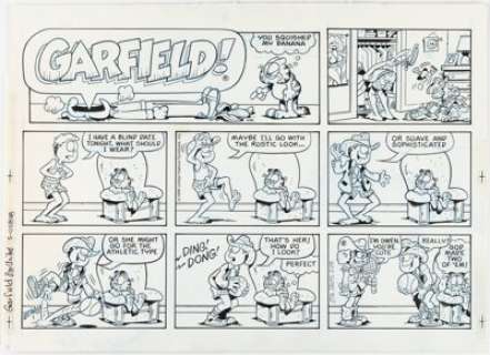 Jim Davis Garfield Sunday Comic Strip Original Art dated 2-28-88 (United Feature Syndicate, 1988). | Heritage