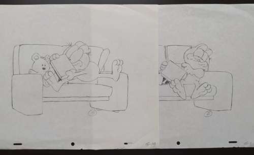 Garfield - 2 Original Animation Drawings - Lay out | Catawiki