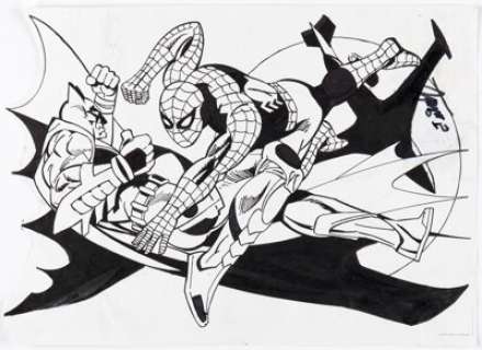 Jose Luis Duran - Batman / Spider-Man Illustration Original Art (undated). | Heritage