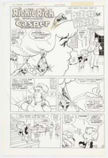 Warren Kremer (attributed) Richie Rich & Casper #2 "Buy Back the Sun, Part 2: Dazzle the Wizard" Complete 5-Page Chapter Original Art (Harvey, 1974). (Total: 5 Original Art) | Heritage