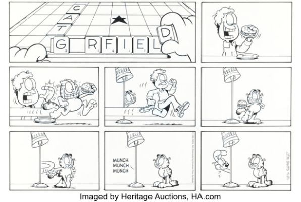 Jim Davis Garfield Sunday Comic Strip Original Art dated 4-21-96 (PAWS/Universal Press Syndicate, 1996). | Heritage