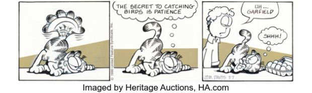 Jim Davis Garfield Daily Comic Strip Original Art dated 7-7-90 (United Feature Syndicate, 1990). | Heritage