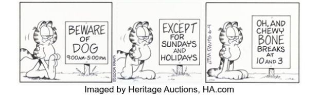 Jim Davis Garfield Daily Comic Strip Original Art dated 6-4-09 (PAWS, 2009). | Heritage