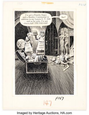 Harvey Kurtzman and Bill (Will) Elder Help! V2#1 (#13) "The Adventures of Goodman Beaver - Chapter III Goodman Goes Playboy" Story Page 6 Panel 2 Illustration Original Art (Warren, 1961). | Heritage