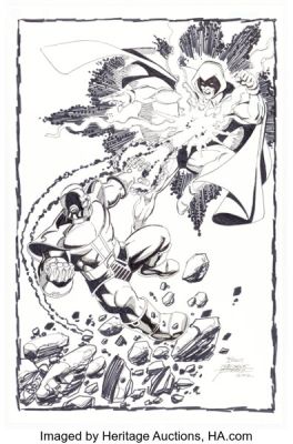 George Pérez - Thanos vs. Spectre Specialty Illustration Original Art (2002). | Heritage