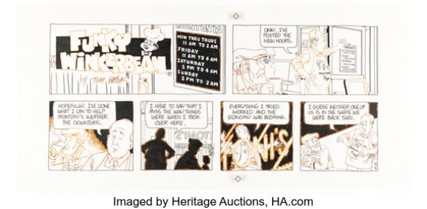 Tom Batiuk Funky Winkerbean Sunday Comic Strip Original Art dated 4-25-10 (North America Syndicate, 2010). | Heritage