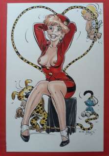 Malik - Dessin original couleur - Hommage Ã  Franquin et Peyo | Catawiki