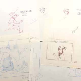 Tintin - 6x Animation Drawings - Tournesol & Moon backgrounds - On a marché sur la lune - (1960Â´s) | Catawiki