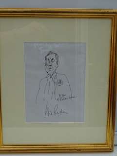 WILLIE RUSHTON: Caricature of RICHARD INGRAMS - Black and white - Framed and Glazed Original Cartoon | Excalibur Auctions