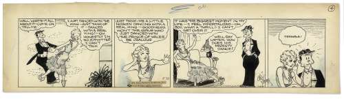 Chic Young Hand-Drawn ’’Blondie’’ Comic Strip From 1931 Titled ’’On Her Toes’’ -- Blondie Dances With Edward VIII, the Prince of Wales | Nate Sanders