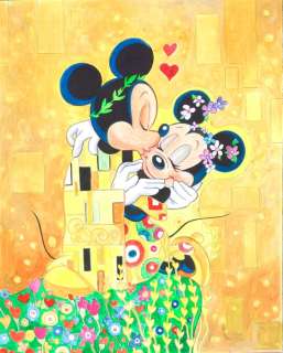 Mickey & Minnie inspired by Gustav Klimt’s The Kiss - Original painting - Signed by Tony Fernandez - 70 x 50 cm | Catawiki