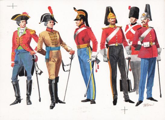Ferdinando Tacconi | Uniformi Esercito inglese: Cavalleria Dragoni 1785-1890 | Tavole Originali