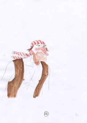 Gipi | Pirata n.2 (disegno per la sigla del programma tv “Le invasioni barbariche”) | Tavole Originali