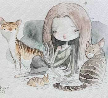 Sandoval, Tony | Sandoval, Tony - Dessin original couleur - The Cats girl - (2020) | Catawiki