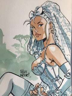 Meynet, Félix | Meynet, Félix - Dessin original couleur - Mirabelle jeune mariée Ã  Amsterdam | Catawiki