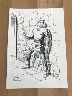 Claus | De Rode Ridder - Originele tekening De Rode Ridder met zwaard in aanslag | Catawiki