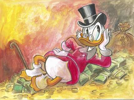 Tony Fernandez, Disney Artist | $crooge McDuck Inspired By Carl Barks - Original Painting - Tony Fernandez Signed - 50 x 35 cm | Catawiki