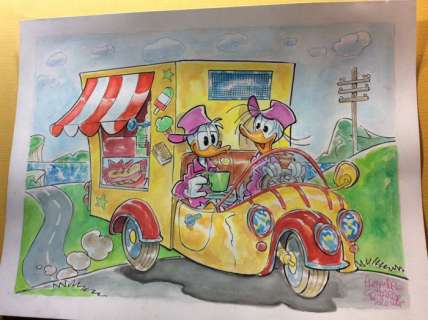 Alessandro Gottardo | Donald Duck - â€œIl lavoro estivo sul lagoâ€ - Page volante - Exemplaire unique - (2020/2020) | Catawiki